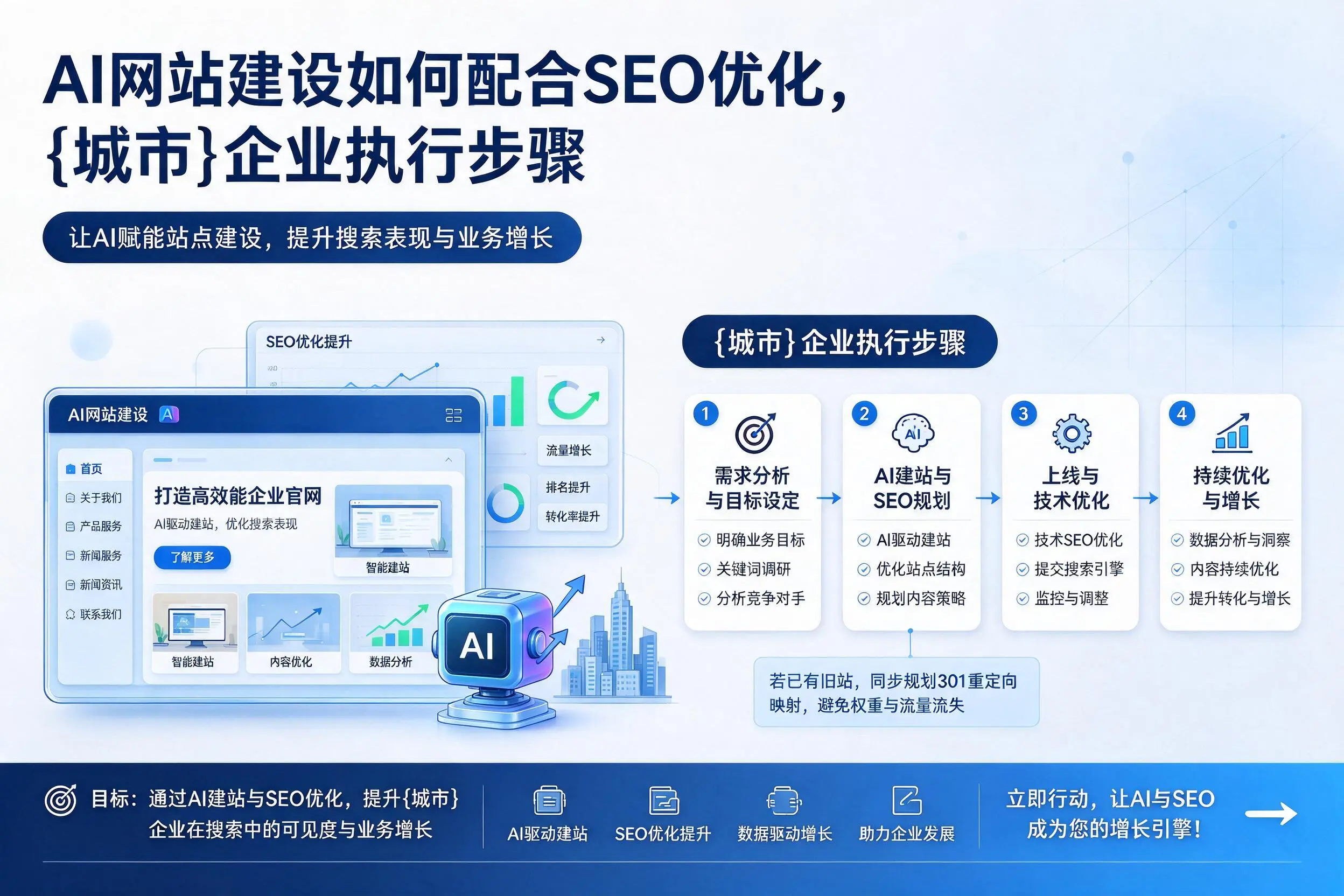 AI网站建设如何配合SEO优化，南宁企业执行步骤